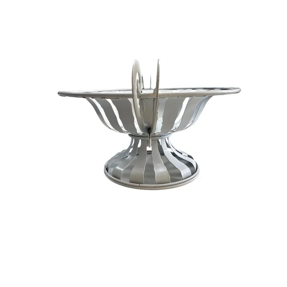 Decorative White Metal Fruit Bowl Urn - Picture 3 of 8